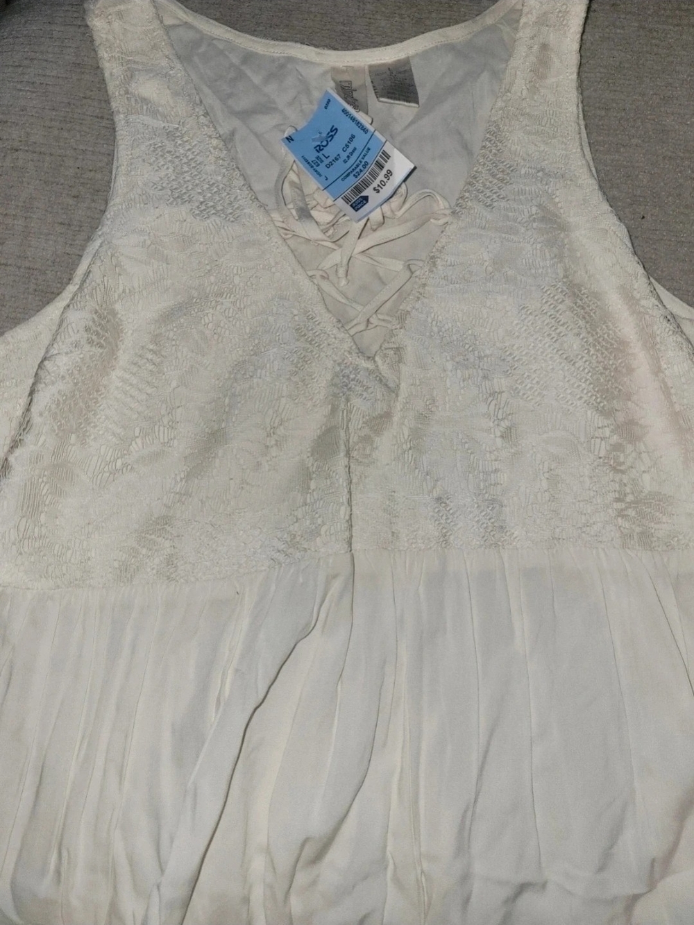 Mimi Chica Cream Lace-Detail Mini Dress